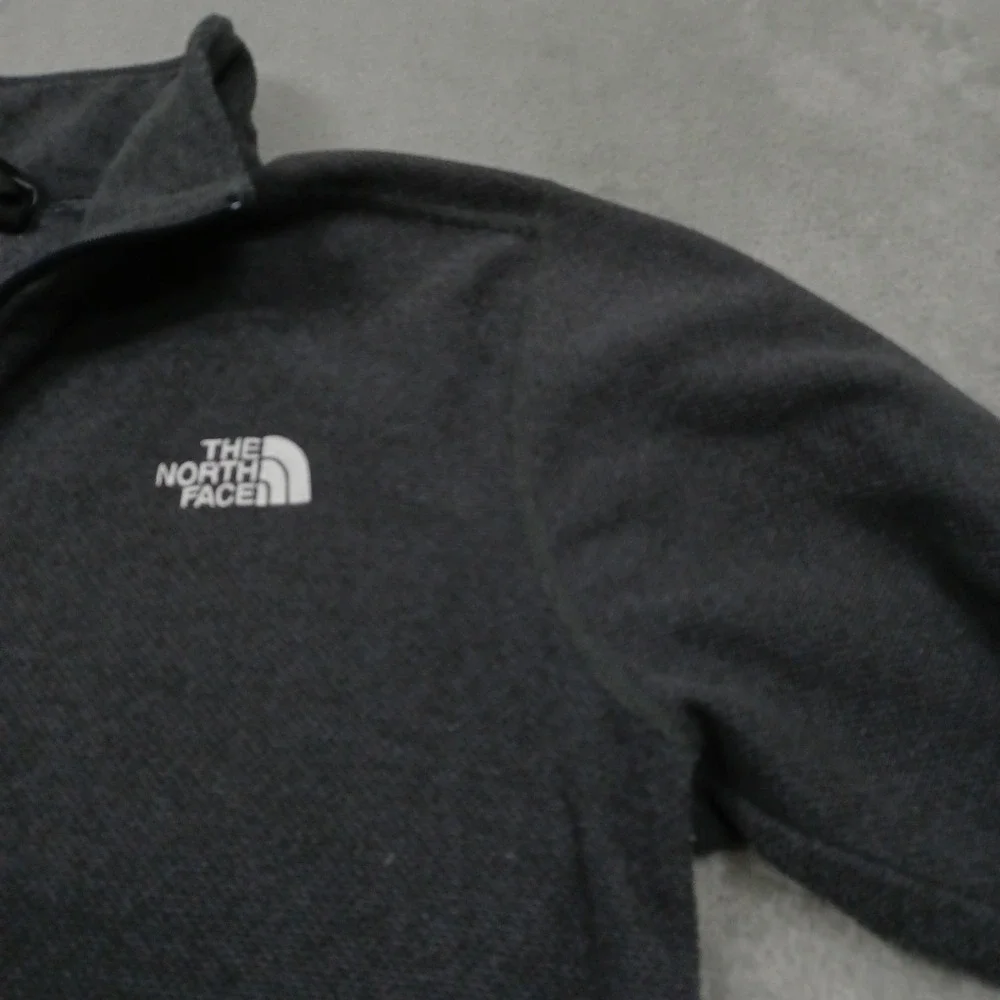 North Face Sweater Mens Large Gray 1/4 ZIp Fleece Pullover Outdoor